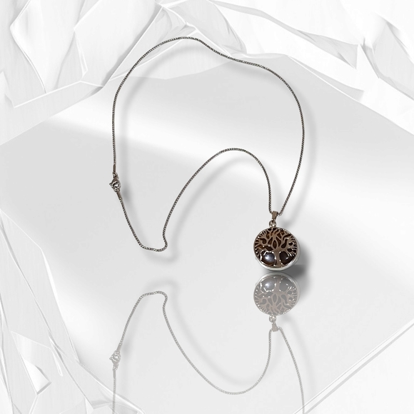 Stainless Steel Necklace Reversible Tree Of Life/Tiger's Eye Gemstone Pendant - Picture 4 of 16